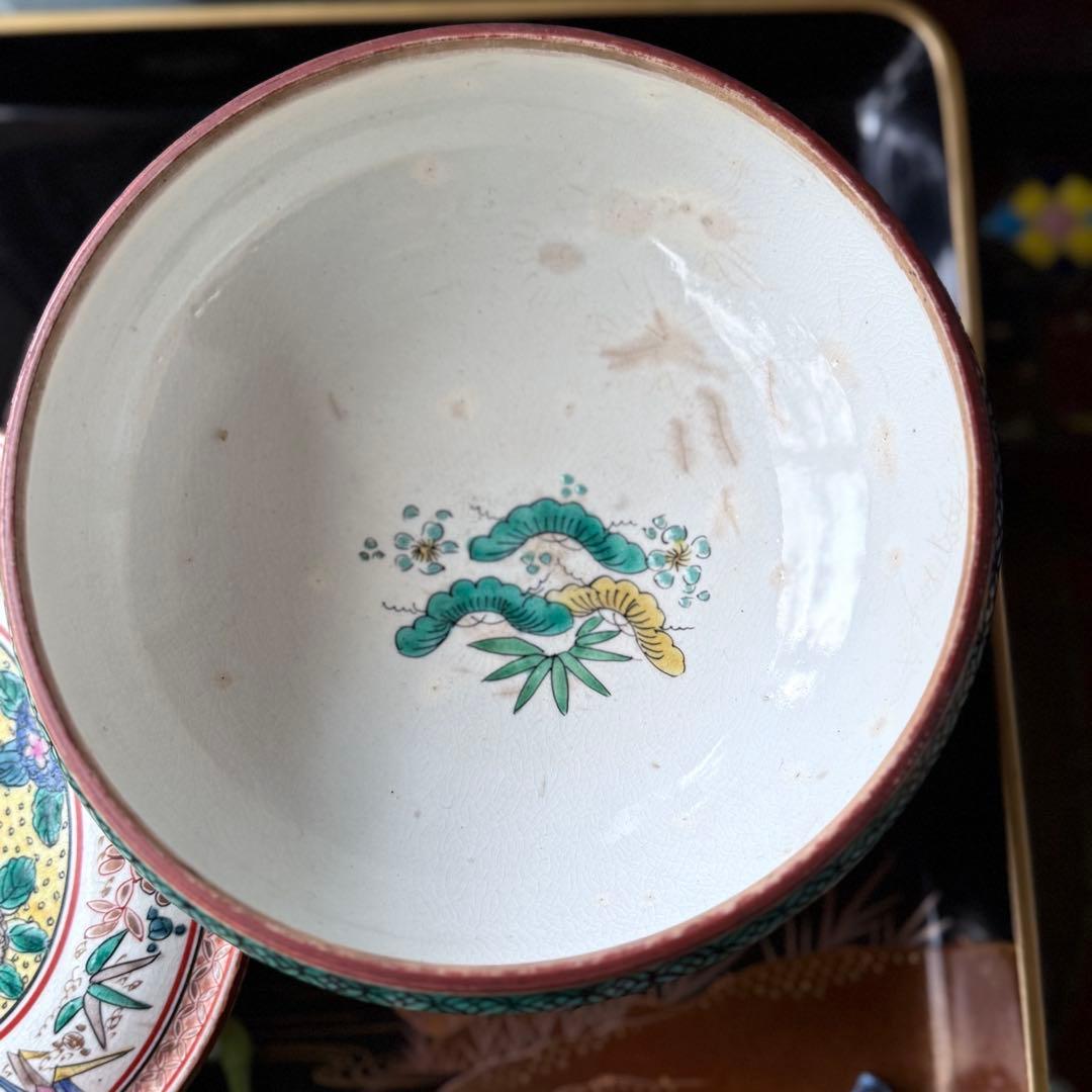 2231様感謝‼️九谷焼KUTANI あじさい❌鶴❌松　蓋もの食籠作り置き多目的