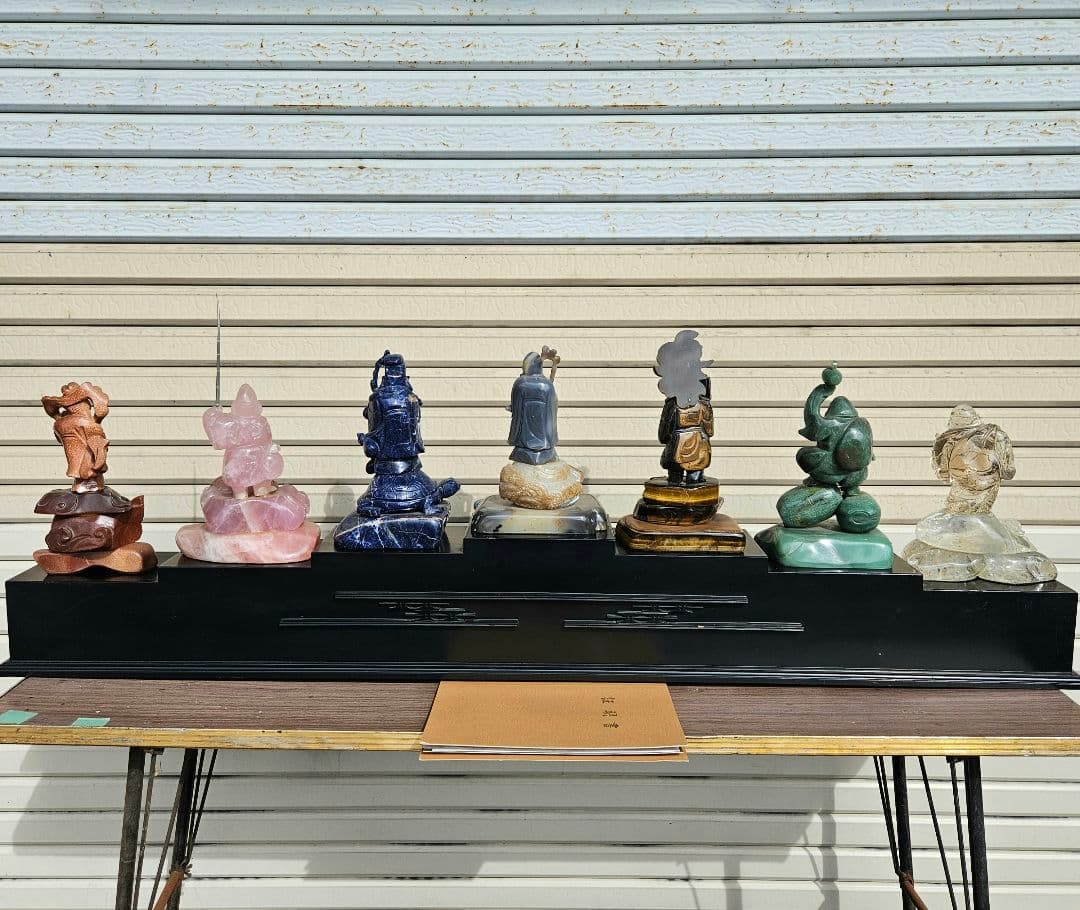 甲州水晶貴石細工 天然石の七福神 作家物 仏像 7体セット 希少 伝統工芸 宝石