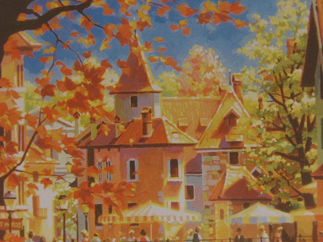 笹倉鉄平、【秋のアヌシー】、希少な額装用画集より、状態良好、新品額装付、送料込み