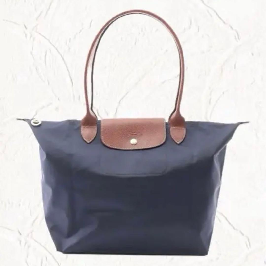 超人気 ロンシャン LONGCHAMP 折り畳みトートバッグ 大容量 ネイビーL