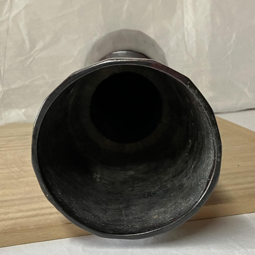 F1327 山口浄雄 古銅写 杵形 花入 共箱 高さ30cm 茶道具