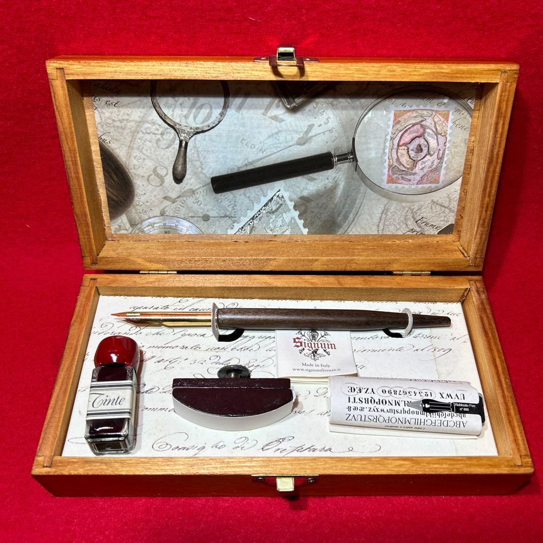 未使用　カリグラフィーセット　イタリア製　Signum シグニュム　木箱