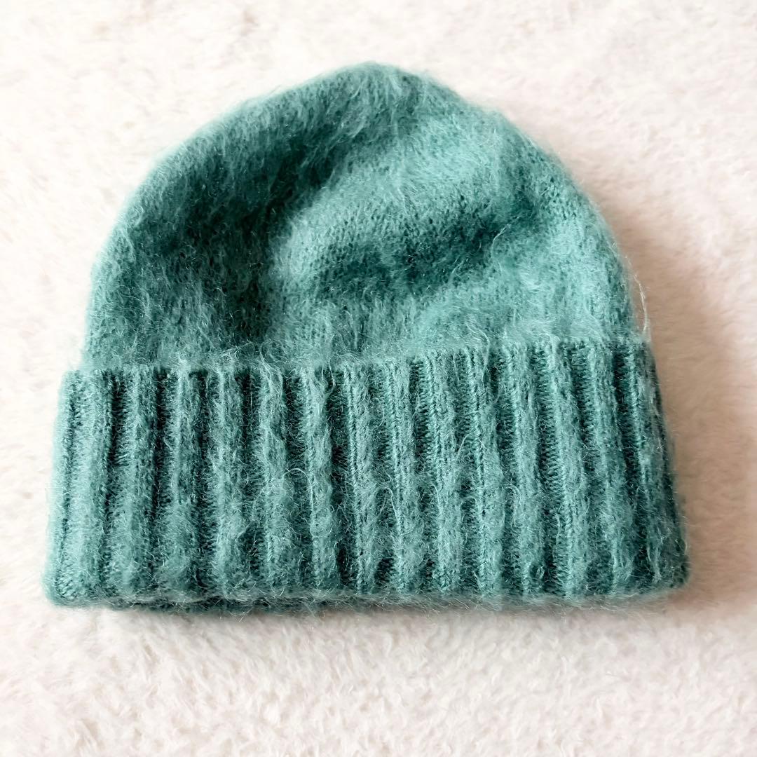 6162 【美品】 オーラリー 2023AW ニット帽 ウールモヘヤ グリーン