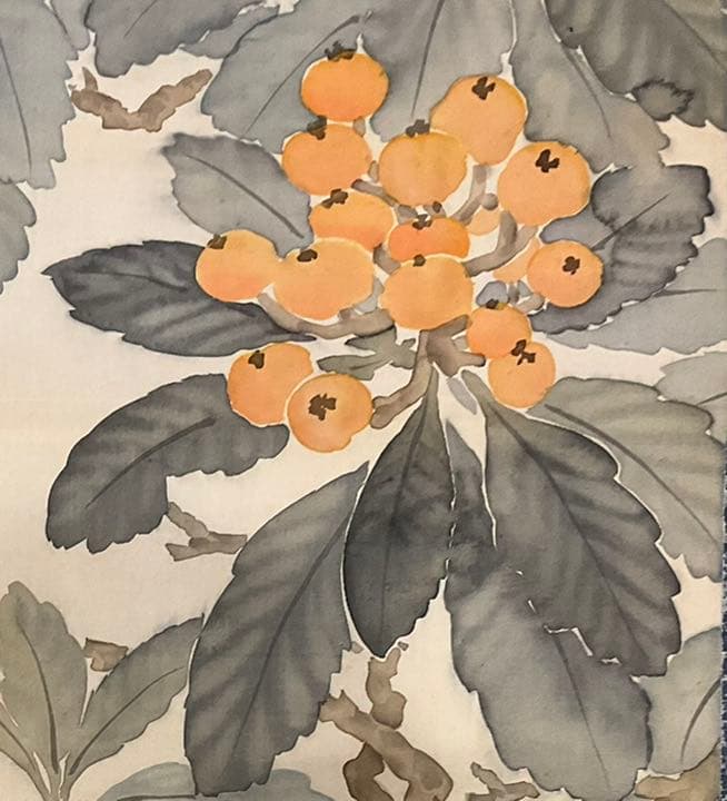 特価　★永田春水　花鳥図　絹本　共箱付　日本画　掛け軸