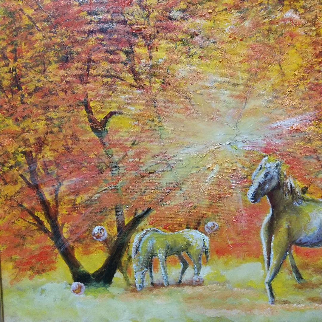 光りの中で 中島晃次作 油絵額付き 原画一点