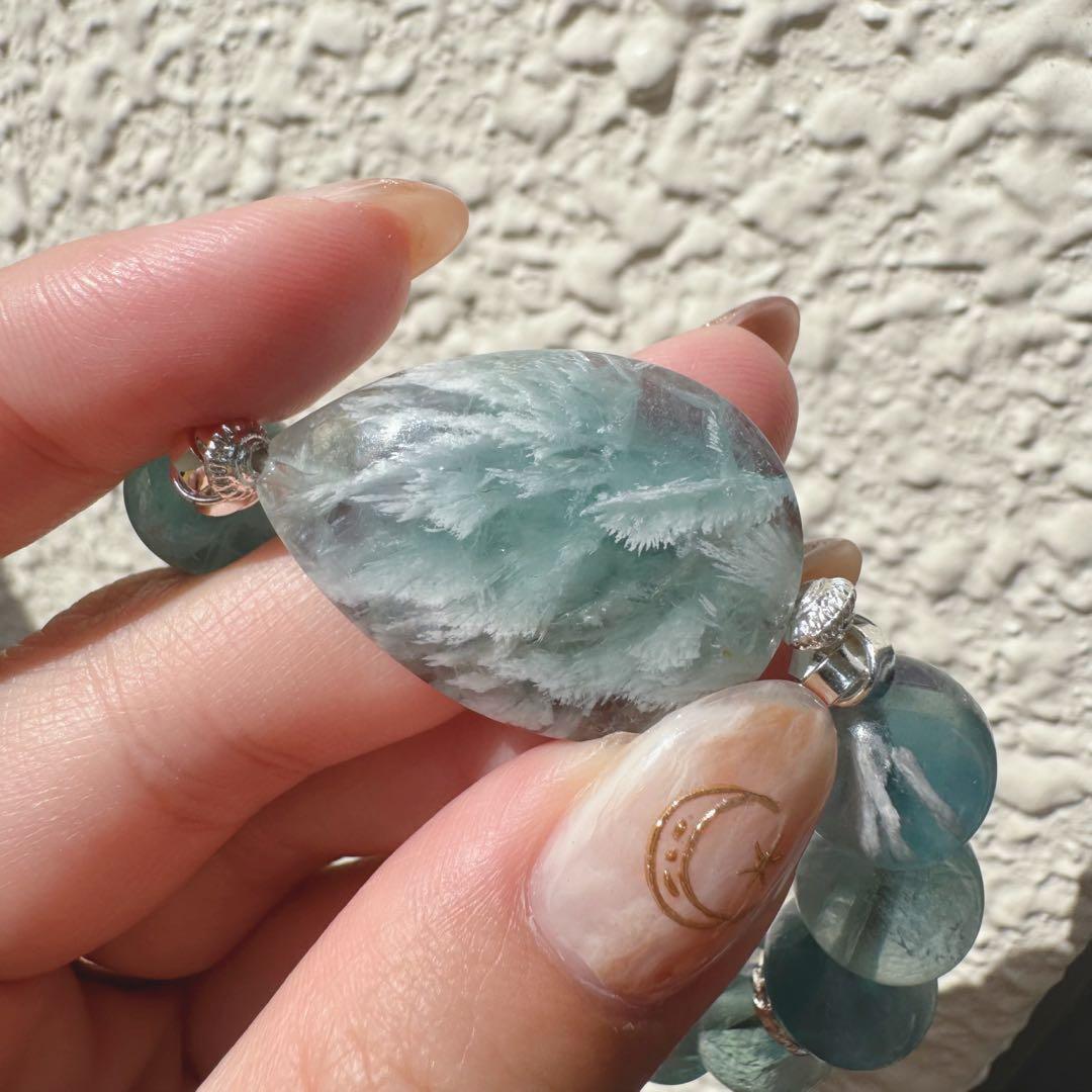 天然石　ハンドメイド　ブレスレット　エンジェルフェザーフローライト　天使の羽