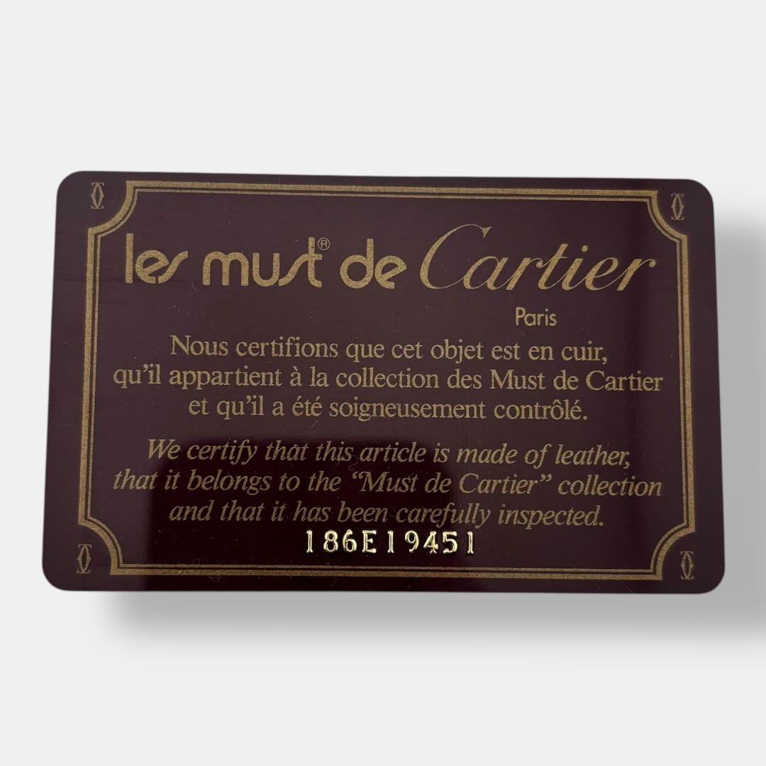 美品 付属品完備 カルティエ 二つ折り財布 マストライン レザー ボルドー 貴重