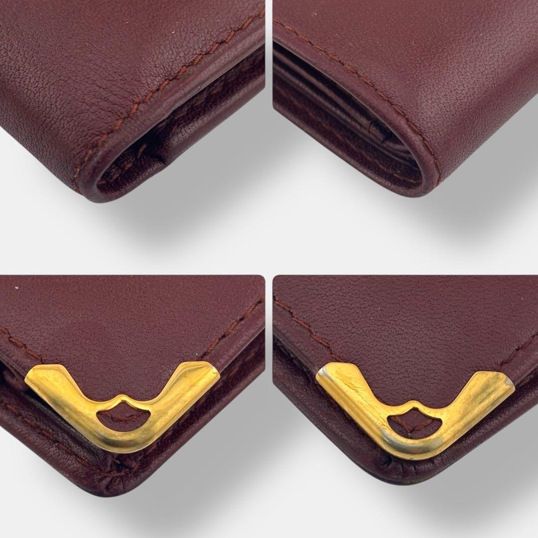 美品 付属品完備 カルティエ 二つ折り財布 マストライン レザー ボルドー 貴重