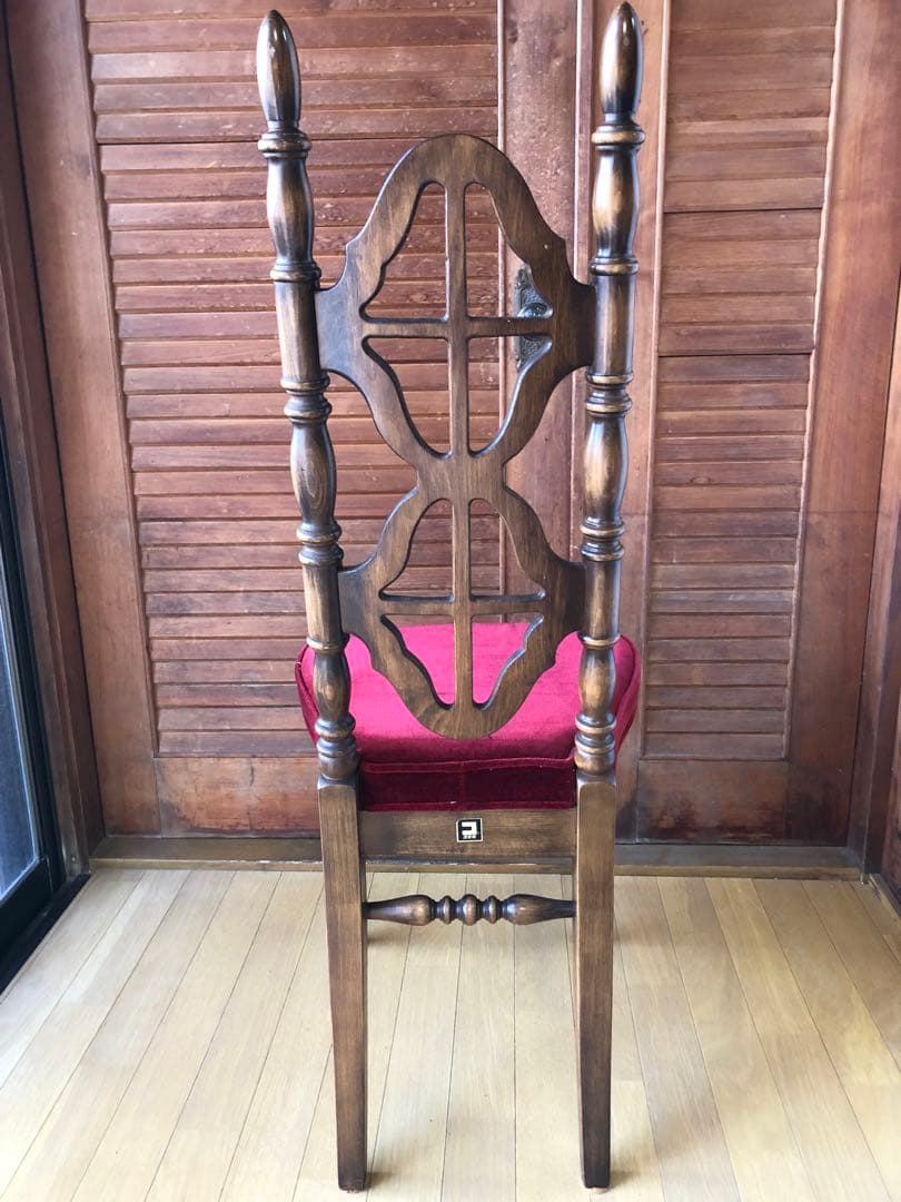 アンティーク椅子 木製 ベロア 洋風 ヴィンテージチェア　コスガ　赤ベルベット