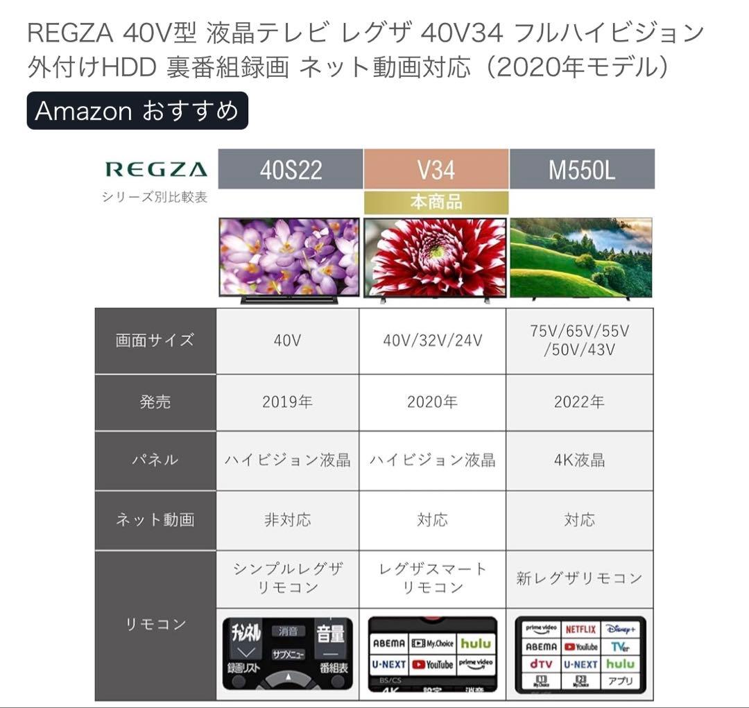 【REGZA9/19まで】40V34 40インチ 液晶テレビ