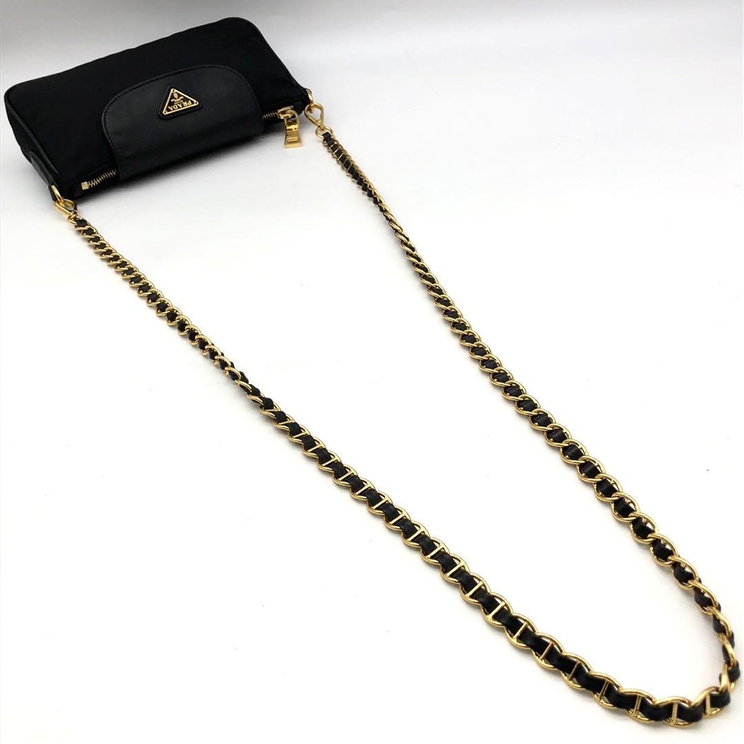 極美品✨プラダ チェーンショルダーバッグ ミニ 三角ロゴ ナイロン 1BH085