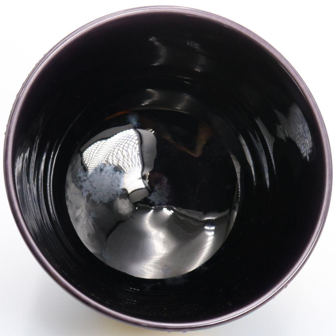 中村翠嵐作 紫交趾 亀甲 茶碗 茶道具 共箱共布　rC791　DD