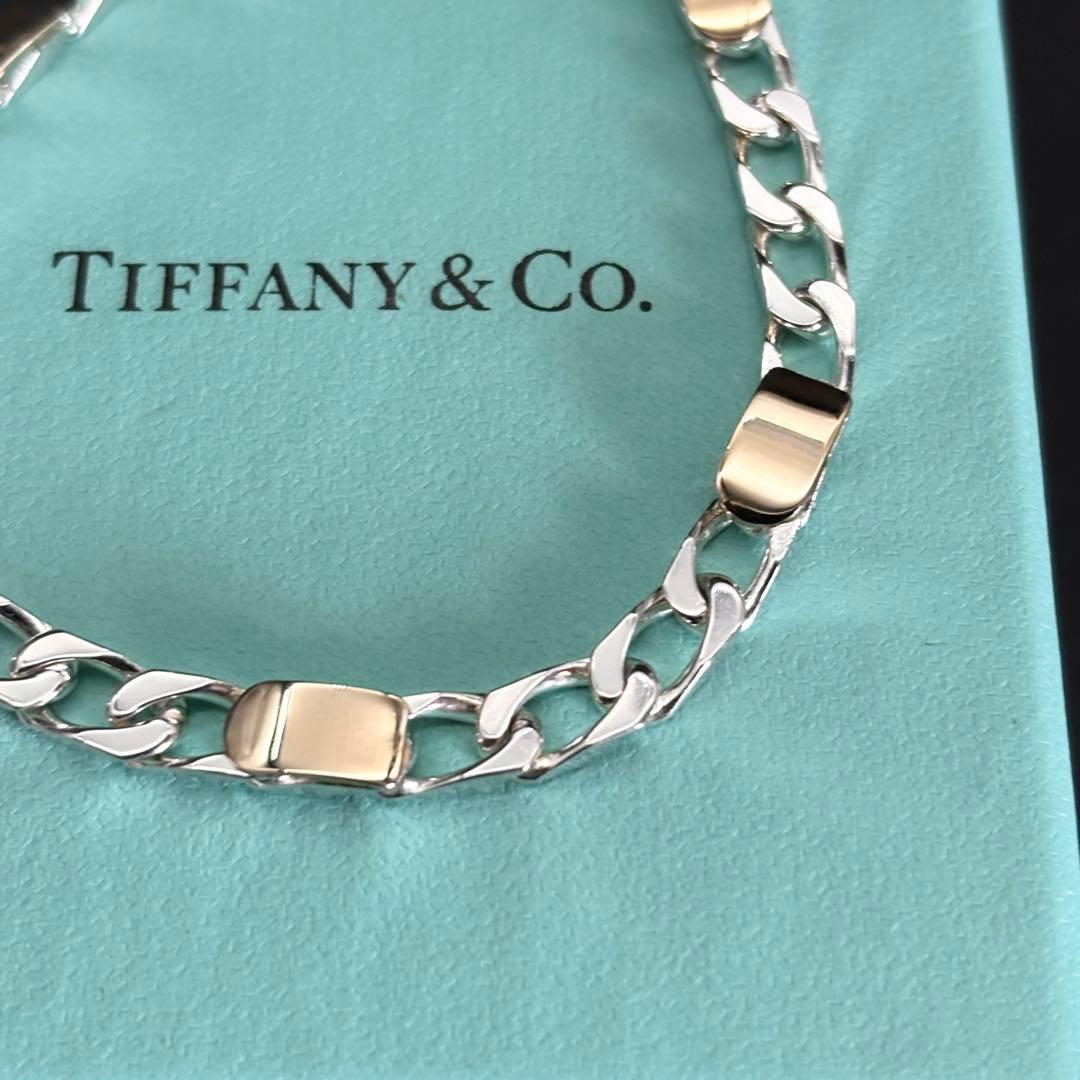 極美品 Tiffany コンビ フィガロ 18金 チェーン ブレスレット
