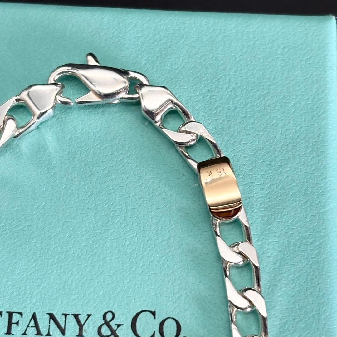 極美品 Tiffany コンビ フィガロ 18金 チェーン ブレスレット