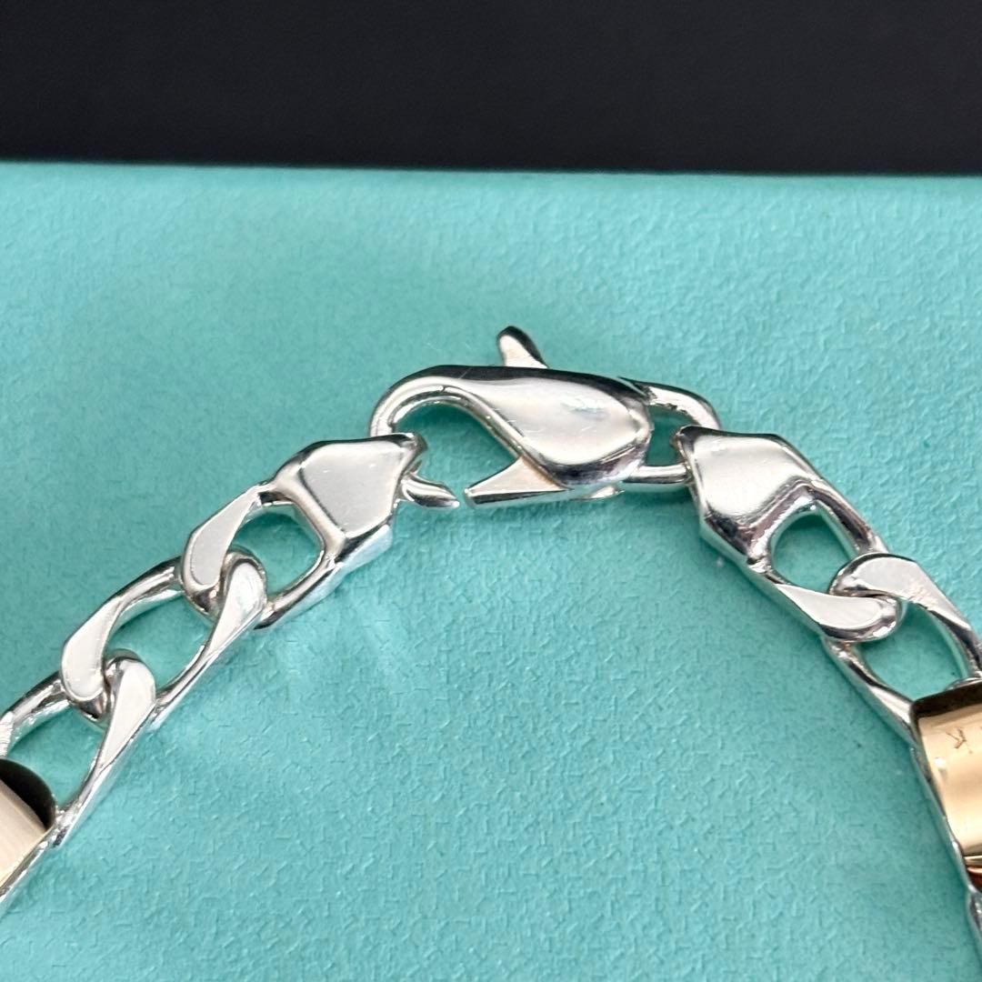 極美品 Tiffany コンビ フィガロ 18金 チェーン ブレスレット