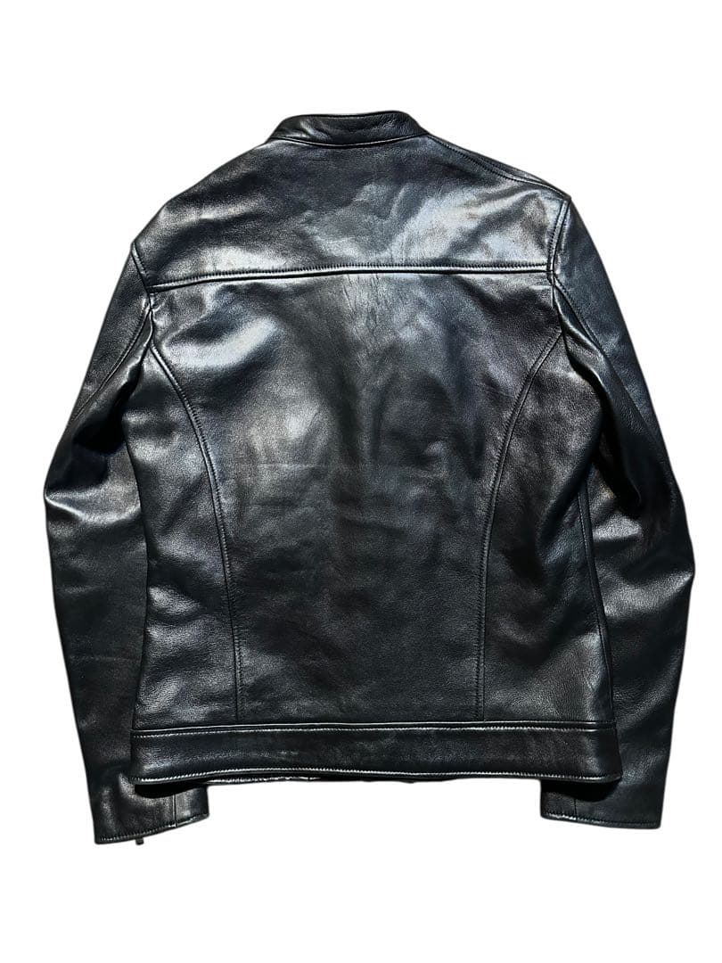 良品！手触り最高！高級レノマオム ラムレザーシングルライダース ジャケット M