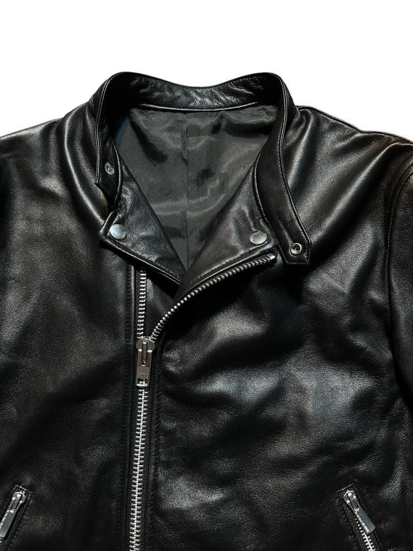 良品！手触り最高！高級レノマオム ラムレザーシングルライダース ジャケット M