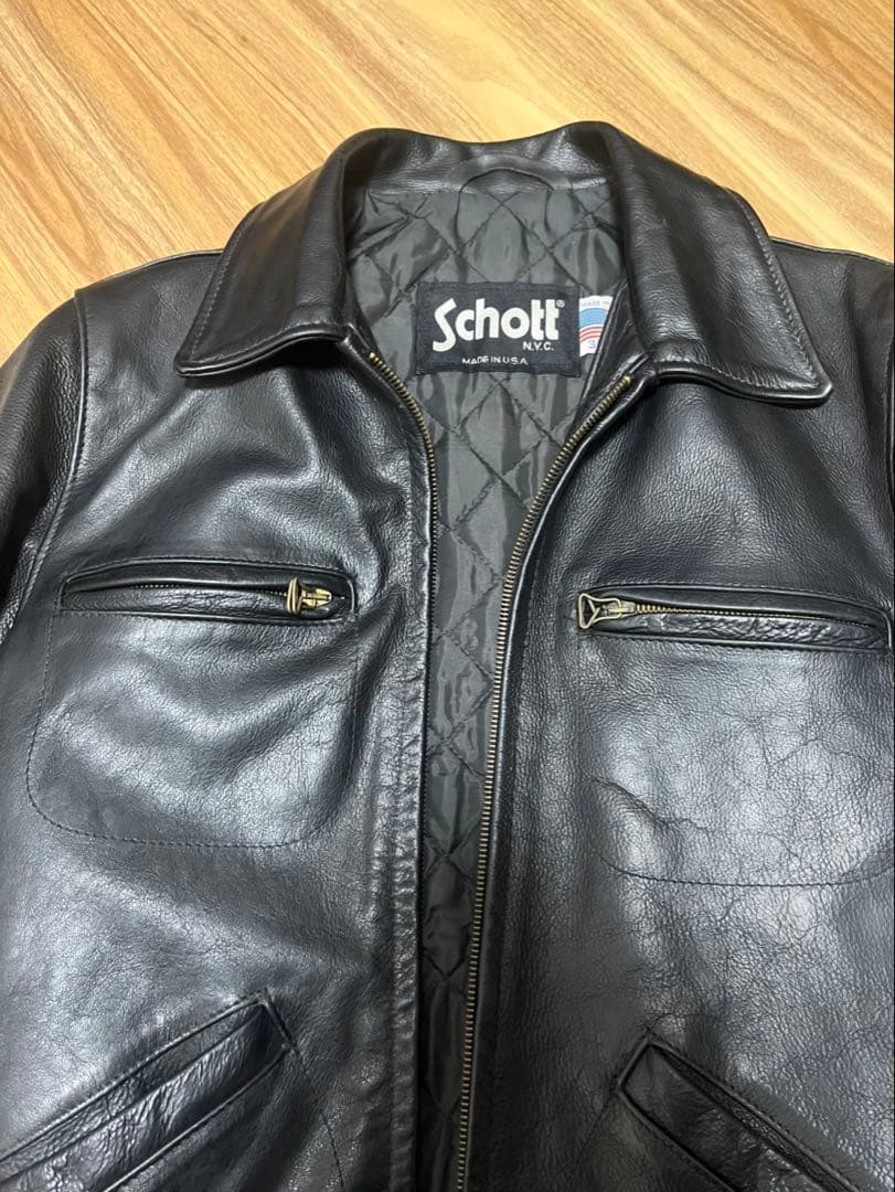 schott トラッカーズジャケット634 ブラック 32 襟付きSサイズ相当