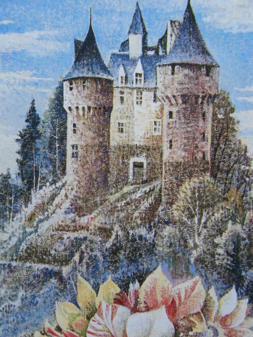 熊本 正義、「丘の上の城」、希少画集・額装画、日本製・新品額縁にて額装致します