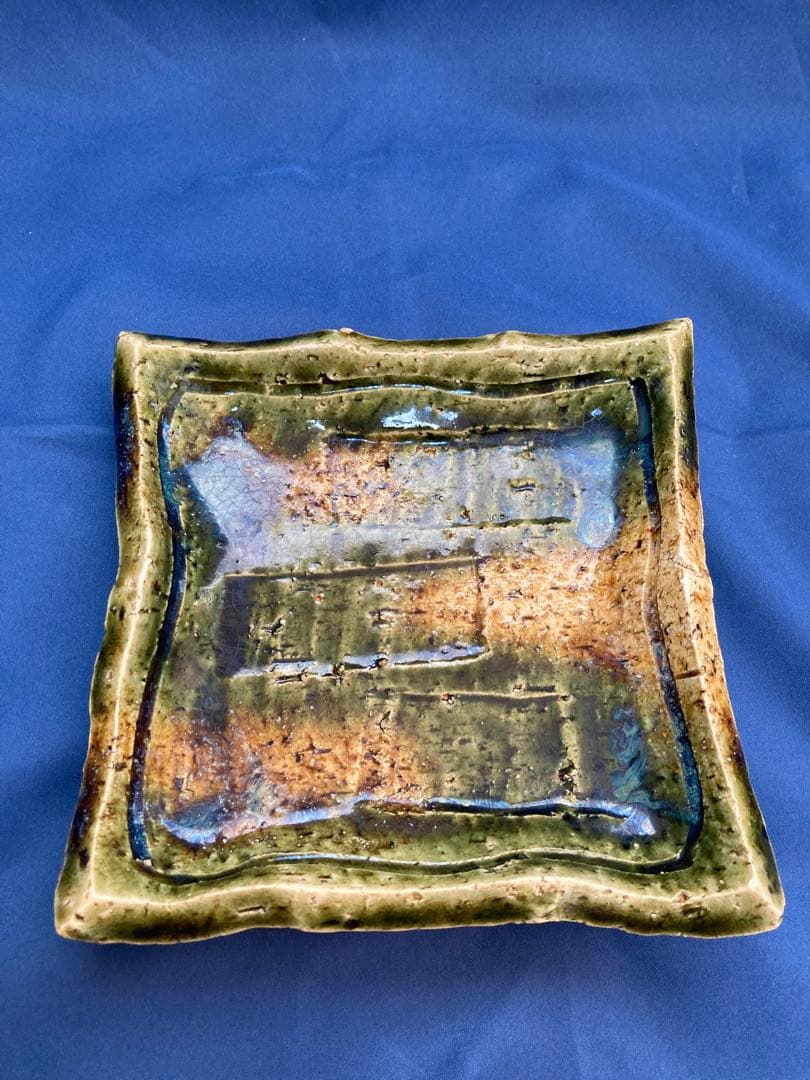 織部四方板皿　加藤作助作　5枚組