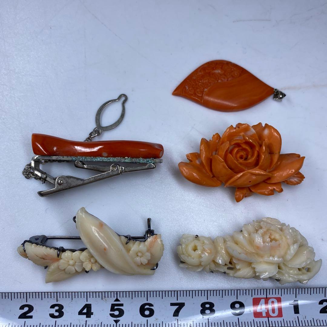 本赤珊瑚　ブローチ　帯留　50g トヒチ 東な7-0215☆2F