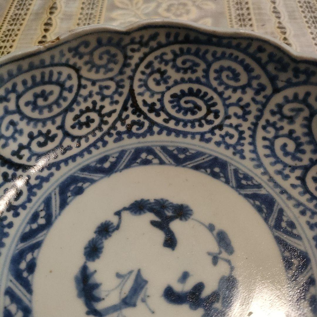 江戸期 古伊万里　成化年製　蛸唐草文様小鉢　直径15cm 高さ4.5cm