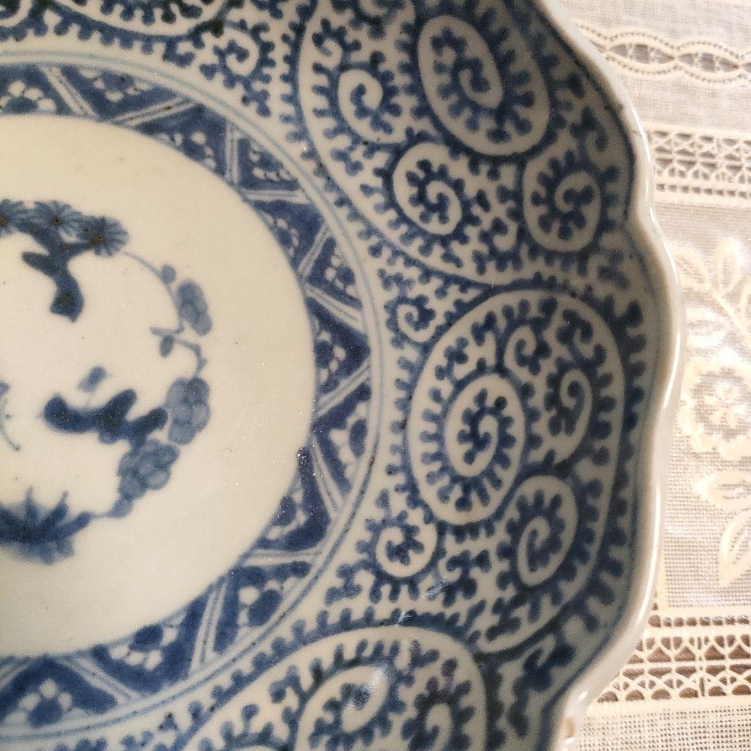 江戸期 古伊万里　成化年製　蛸唐草文様小鉢　直径15cm 高さ4.5cm