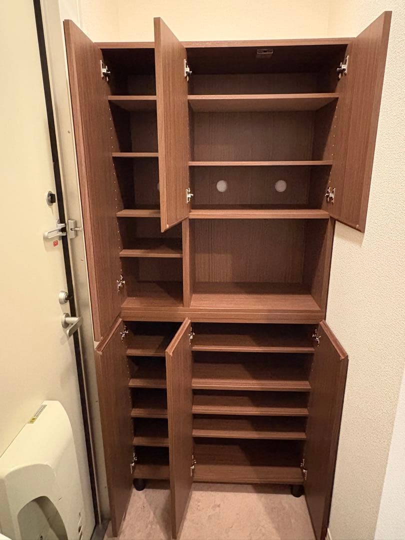 【美品】シューズボックス ミラー付き 組立済み 汚れ防止シート付き ※即購入可