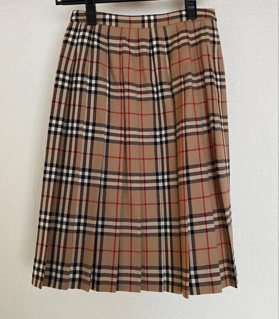 バーバリーブルーレーベル　チェックプリーツラップスカート　36