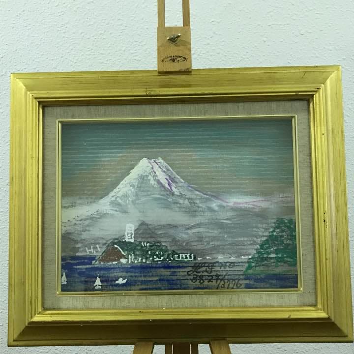 空飛ぶ前衛抽象画家の糸川裕志のポップアートの富士山曼荼羅の中の一点、油絵6号