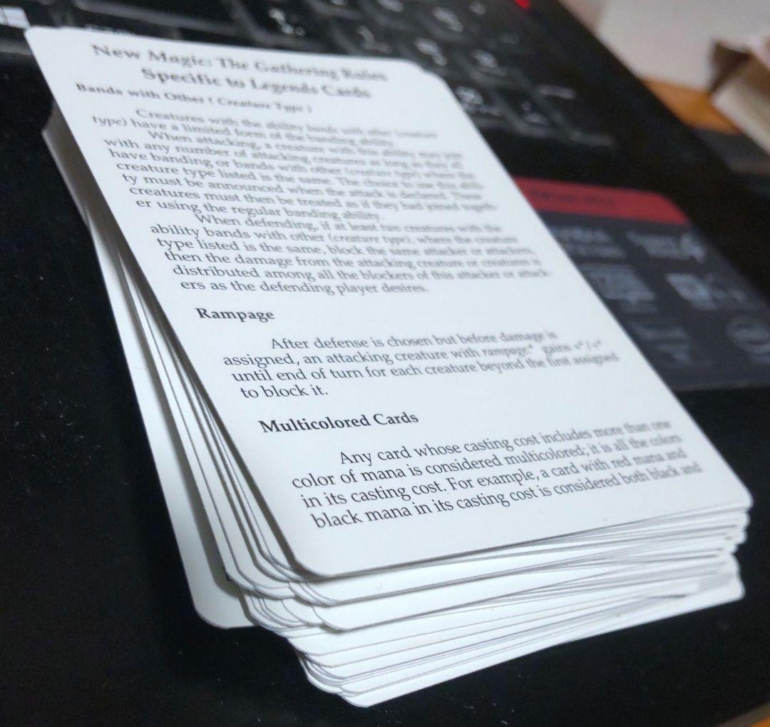 MTG Legends 1994 英語版 ルールカードセット 約36枚