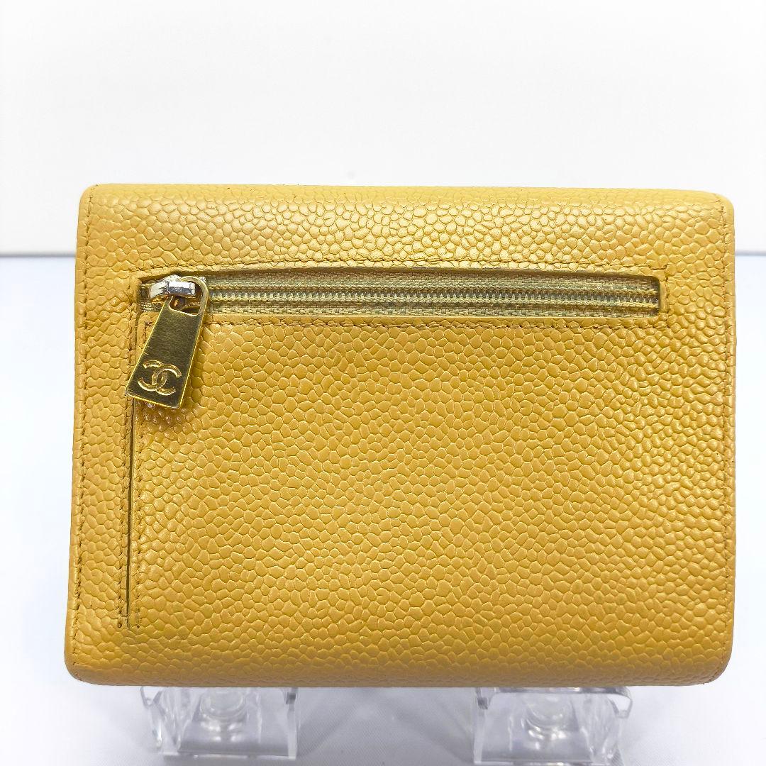 シャネル キャビアスキン 3つ折り財布 コンパクト ウォレット ココマーク