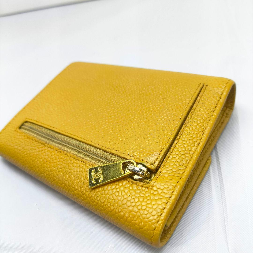 シャネル キャビアスキン 3つ折り財布 コンパクト ウォレット ココマーク