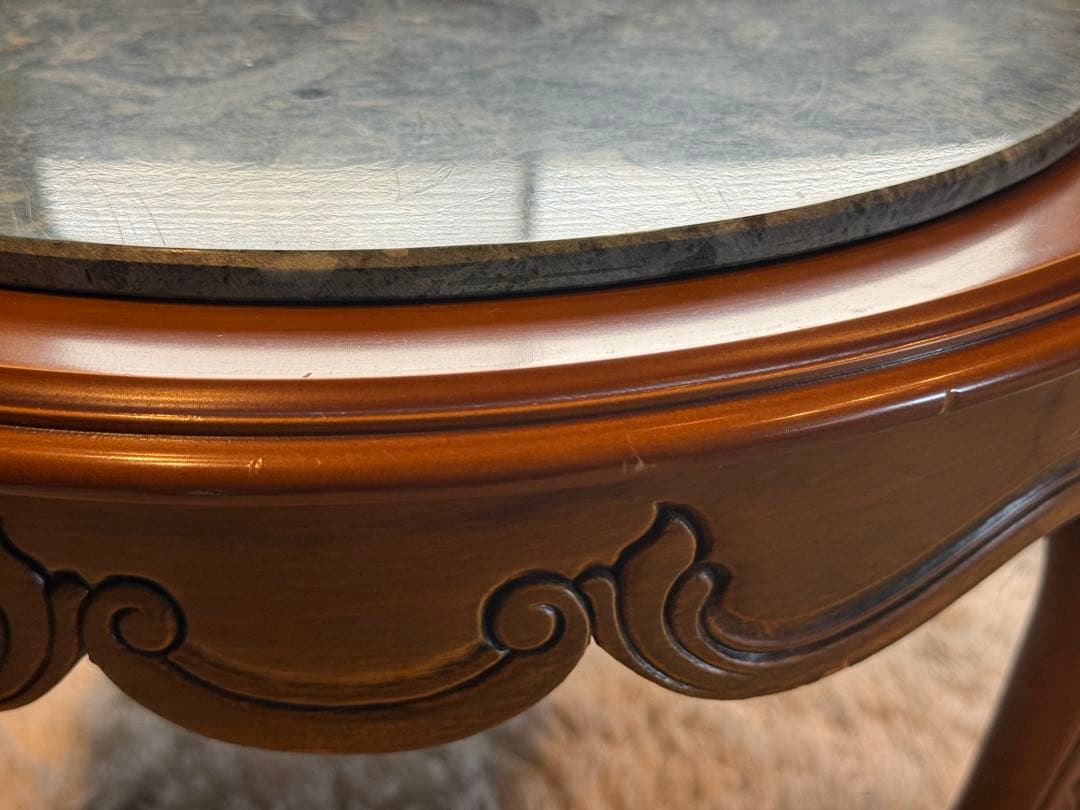 大理石　センターテーブル　ローテーブル　グリーン　クラシック　猫脚　アンティーク