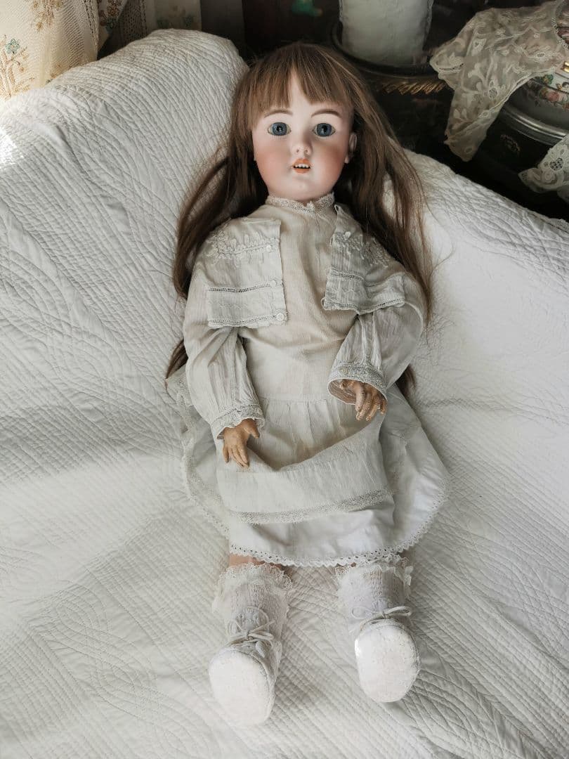 アンティークドイツ シモン＆ハルビックビスクドール 美少女人形コットンドレス靴付
