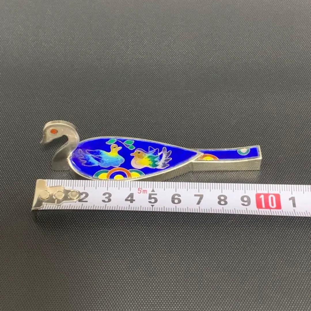 シルバーAG99 刻印　40g韓国宮廷置物 文鎮　白鳥　オシドリ　書道道具　骨董