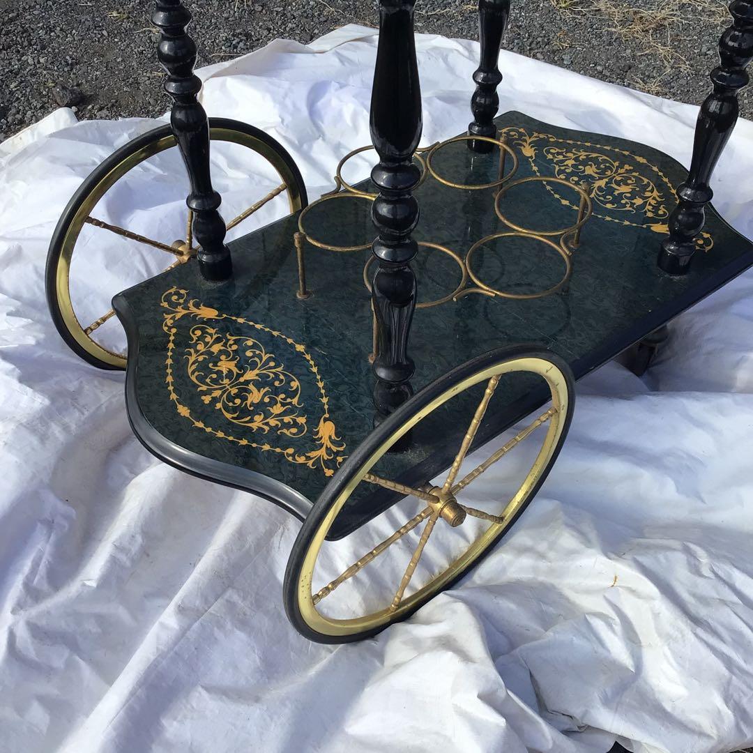 イタリア製 象嵌細工 キッチンワゴン キャスター付 キッチン収納　カート