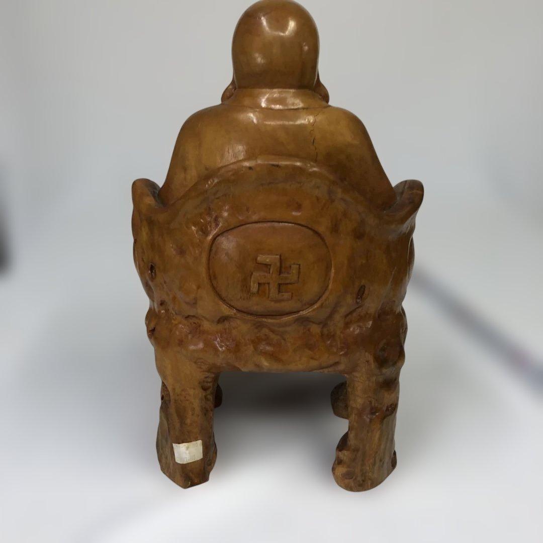 中国美術￼ 一刀彫木彫り、縁起物布袋さん￼