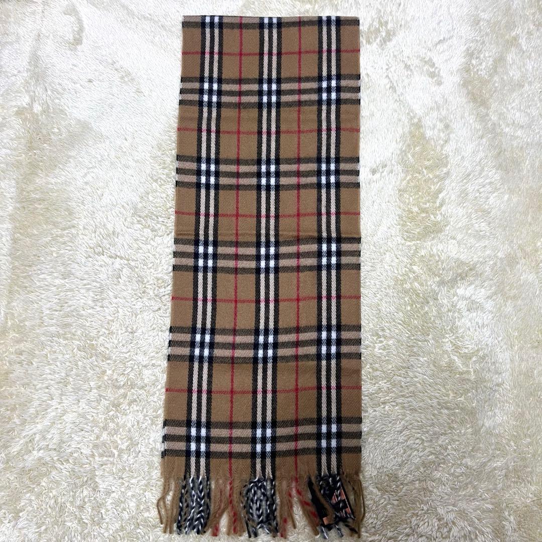 【タグ付未使用】バーバリー ノバチェック マフラー ラムウール 英国製 ベージュ