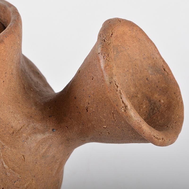 煎茶道具　萬古焼　古稀一光作　手捻　横手急須　茶壷　D　R5471