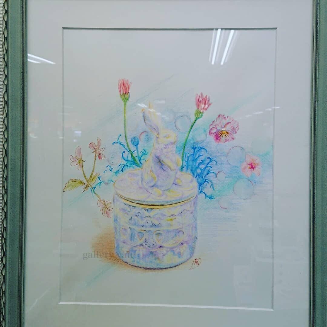 『春を待つうさぎ』　水彩色鉛筆画
