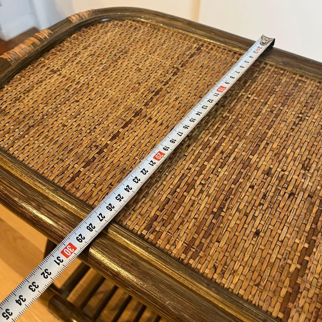 ラタン サイドテーブル マガジンラック 籐家具 レトロ アンティーク調