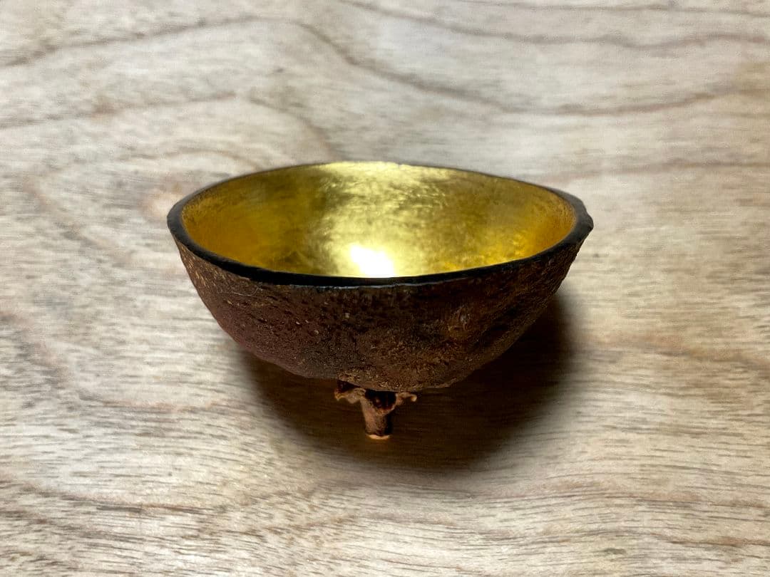 【珍品】市川銕琅　宗旦好 橙香合　金箔塗　茶道具　市川銕琅書箱　花押あり