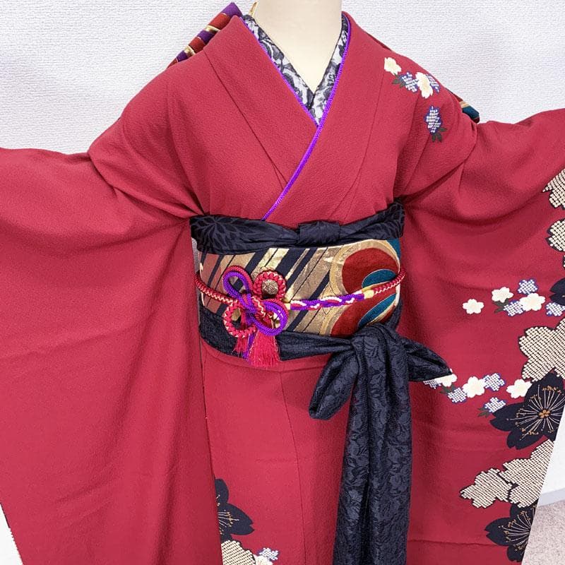 506z16☆鈴乃屋 振袖 古典柄 モダン シンプル 金彩☆美品 成人式 結婚式