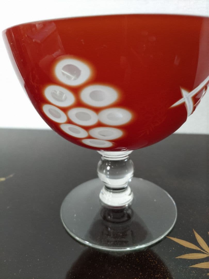 期間限定　大幅値引き中　　　氷コップ　大正ロマン　乳白金赤被せ切子