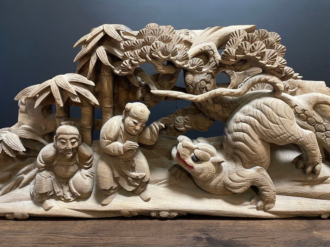 大型　蟇股　 彫刻 木彫　 彫刻工芸品　骨董品　幅131cm