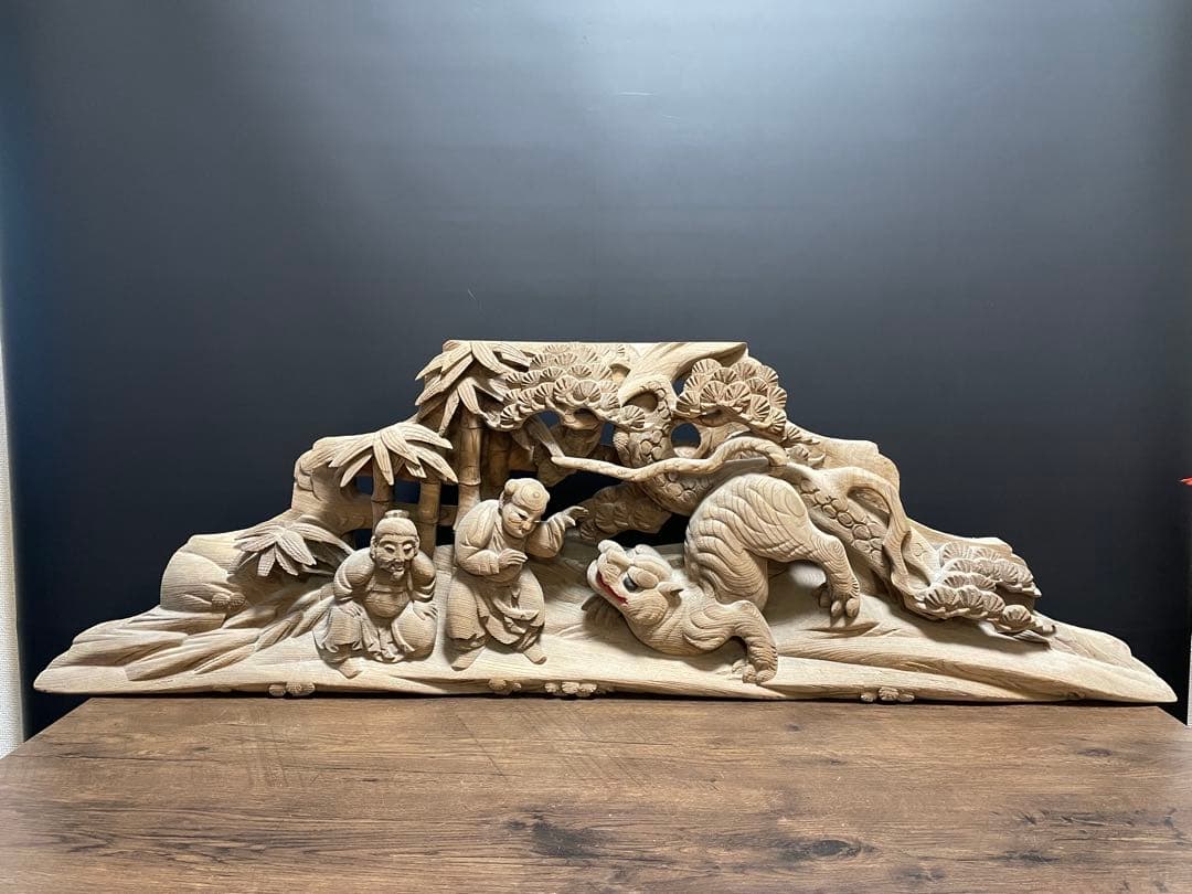 大型　蟇股　 彫刻 木彫　 彫刻工芸品　骨董品　幅131cm
