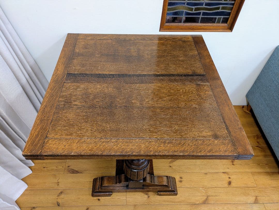 英国　アンティーク　ドローリーフテーブル　オーク材　拡張式　ダイニング