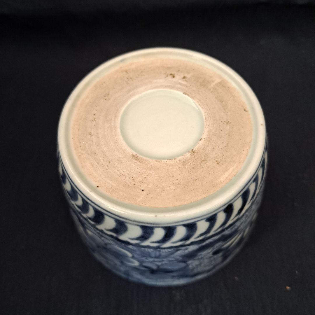 「新春に 松竹梅のそば猪口！①」 古伊万里染付猪口(直径10cm) 骨董アンティ