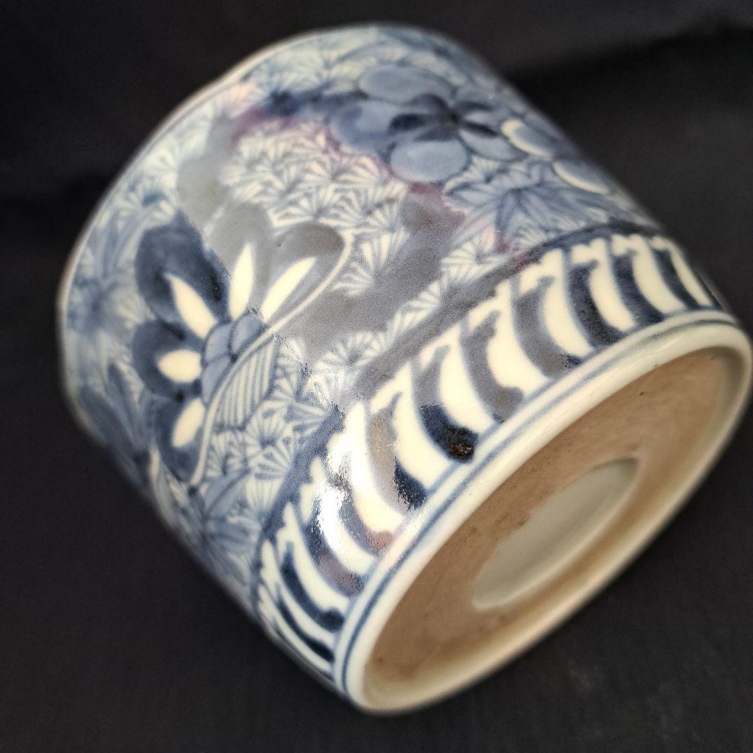 「新春に 松竹梅のそば猪口！①」 古伊万里染付猪口(直径10cm) 骨董アンティ